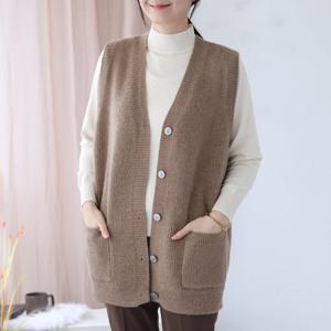 [웬디즈갤러리]힙커버 니트 롱 조끼 /체형커버/간절기필수템/후기입증 OKN114