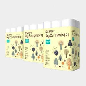 모나리자 녹스 나무이야기 데코 3겹 27m 30롤 X 3팩 화장지 휴지 두루마리_JS