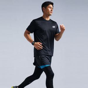 NB 뉴발란스 스포츠 플라잉로고 러닝 런닝 반팔 티셔츠 블랙 MT51801-BK