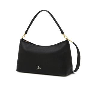 헤지스 액세서리 여성 [스테디셀러] 블랙 로고장식 소가죽 호보 숄더백(L)  (WIBA4F162BK)