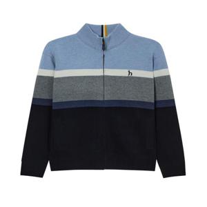 헤지스 남성 블루 컬러블록 울 집업가디건  (HZSW4D331B2)