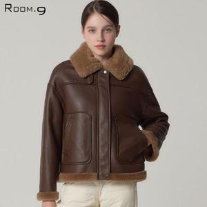 [룸나인(Room.9)] 양모100 에비뉴 보머 레더 무스탕 (택가격: 318000원)