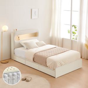 동서가구 클라우드 아쿠아패브릭 LED 1단 3서랍 수납침대 SS 케미컬폼매트포함 DF924819