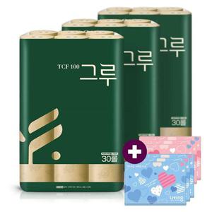 삼정 그루 오리지날 화장지 30M 30롤 3팩+여행용6개