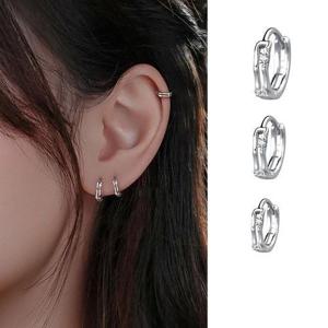 [라일리의류] Rly S925 순은 실버 원터치 귀걸이 지르콘 서클 은귀걸이