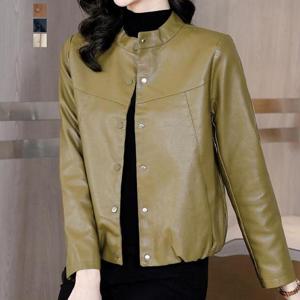 [퀸이즈] [~77까지]틴크 스냅 버튼 레더 자켓