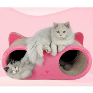 반려묘쉼터 고양이 쇼파 스크래처 핑크 중형 1P 숨숨집 발톱 다묘