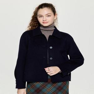 헤지스 여성 [캐시미어 블렌디드] 핸드메이드 숏 코트 네이비  (HSCO5D903N3)