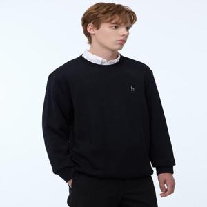 헤지스 남성 [스테디셀러] 블랙 짜임 면 긴팔티셔츠  (WHTS4D346BK)