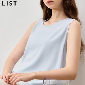 [리스트(LIST)] 여리 라운드넥 슬리브리스 블라우스 (택가격: 98000원)