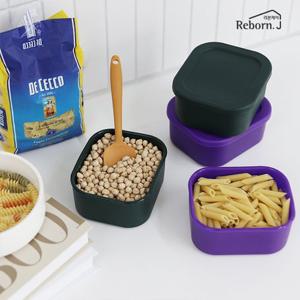 [리본제이]젤리팝 큐브 실리콘 밀폐용기 냉장고밥팩 대 500ml x 4P세트