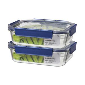 [본사] 락앤락 탑클라스 유리밀폐용기 직사각 1.6L 2개 구성