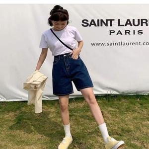 [오노마] ONM 여성 하이웨스트 데님 반바지 5부 청반바지 와이드핏