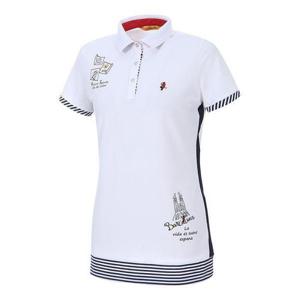 [마코](여성)스트라이프 배색 카라 반팔 티셔츠_MLW2TS74