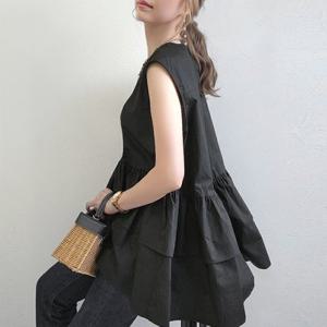 ★주문폭주★[무드무드] 레포 체크 캡소매 캉캉 블라우스