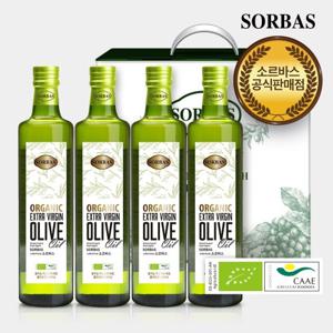 소르바스 유기농 엑스트라버진 올리브유 500ml 4병 오일선물세트[선물포장/설 오일선물세트]