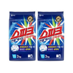 애경 스파크 분말세제 리필 3kg-2개 세탁세제 가루세제 빨래 일반드럼 겸용