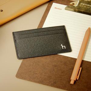 헤지스 액세서리 남성 [스테디셀러]블랙 단색 소가죽 카드지갑  (WUHO4F311BK)