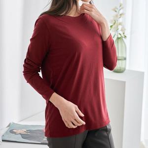 [드리다] 여성 기본 얇은 스판 무지 라운드 긴팔 이너 티셔츠 흰색 40대 미시옷 50대 엄마옷 봄 가을