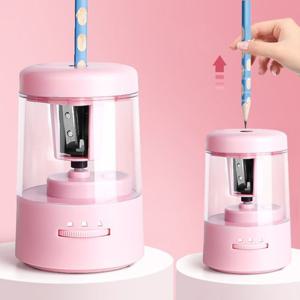 자동 연필 깎이 깍이 전문가용 심조절 전동 4B 색연필  학용품 핑크 P583