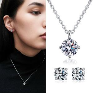 (GRA보증서)1캐럿 엑설런트등급 D컬러 모이사나이트 목걸이 귀걸이 세트 다이아몬드 기념일 선물