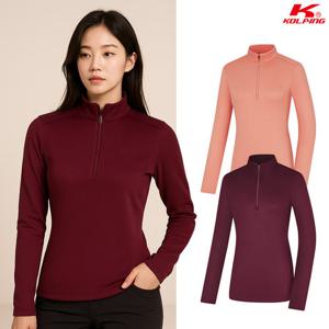 콜핑 여성 겨울 스트레치 약기모 보온 프린트 등산 긴팔 반집업 티셔츠 KSC457UT1W