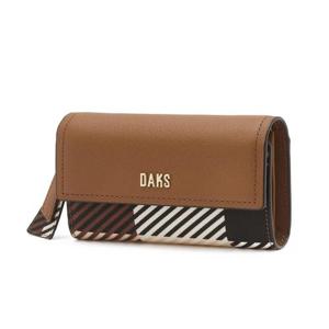 닥스 액세서리 여성 [스테디셀러] 브라운 체크배색 가죽 반지갑  (WCWA4F291W2)