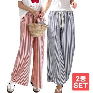 1+1 [시노코] 브리지 스트라이프 와이드 밴딩 팬츠 7컬러 W25LP201