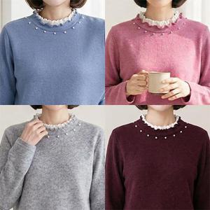 [엄마옷 로즈맘] 보드라운진주셔링티셔츠(기모원단)/겨울 50대60대 생신선물 겨울옷 엄마티셔츠 할머니옷