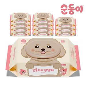 순둥이 댕댕이 강아지 물티슈 베이직 캡형 80매 12팩