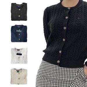 [타미힐피거]타미힐피거 여성 라운드넥 케이블 가디건