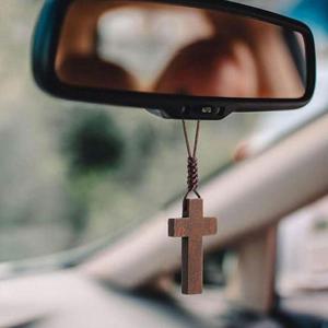나무십자가 펜던트 목걸이 선물용 차량용 장식 WFKSFVZ