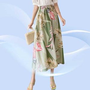 A라인스커트 플라워 플라워스커트 봄스커트 면스 WFK28GV