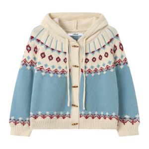 [위시드]더플 버튼 패턴 니트 후드 가디건 (WICDCD007)