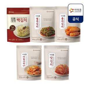 [아워홈] 백김치 , 맛김치, 마늘가득김치, 총각김치, 열무김치 400g x 2팩 中 택2 (총 4팩)