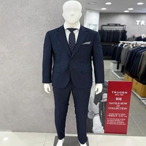 [트루젠]남성 겨울봄 울 스판혼방 블루 면접 예복 혼주 턱시도정장 수트 양복 세트 90사이즈 허리 28인치