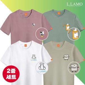 ★텐텐★ [2종세트] 엘라모 큐리 프리티 반팔티셔츠 남녀공용 빅사이즈 S~4XL