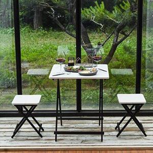 [까사마루]오드리 접이식 테이블 600 + 의자 2p