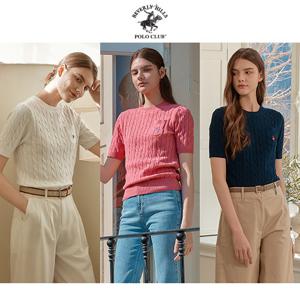 [비버리힐즈폴로클럽] 25SS 여성 코튼 반팔케이블니트 3종