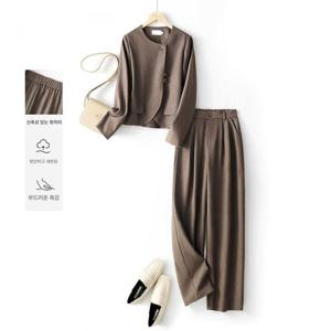 제로투올샵 / 2025 가을 여성 투피스 바지 정장 세트 브라운 L