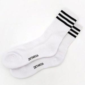 [에이치플러스몰]남성 화이트컬러 세줄라인 포인트 중장목 스포츠 양말