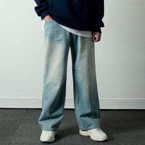 [프랭키뉴욕]남자 와이드 청바지 밴딩 빈티지 워싱 빅사이즈 통청바지 연청 중청 흑청 데님팬츠_JMP2082