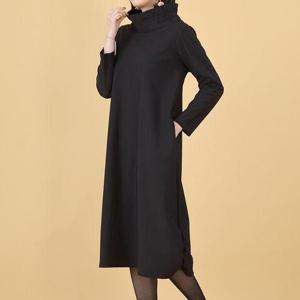 [애비뉴투지]엄마옷 한겨울에도 와이어 하이넥 여성 겨울 긴팔 주머니 항아리 원피스 K11206 50대 60대