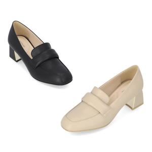 [정상가 169,000원] 엘칸토 여성 소가죽 미들힐 로퍼 5cm LCWD18I413