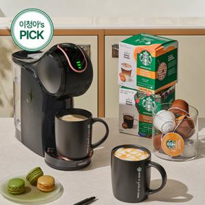 [이청아 PICK!]돌체구스토 캡슐 커피머신 지니오S 쉐어 스타벅스 앳홈 팩  +웰컴키트+카푸치노머그