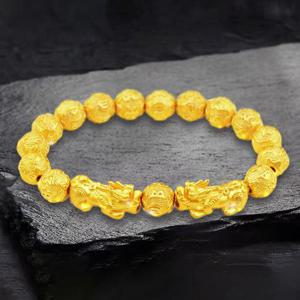 [지와이] 팔찌 24k 도금 비휴 염주 팔찌 사업운 금전운 액막이 육자진언 남자 여자 재물 소원 변색없는