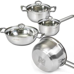 키친아트 냄비 유리뚜껑 스텐냄비 편수 양수 전골 3종