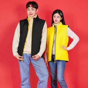 유투 양면 남성 여성 겨울 경량 패딩 조끼 베스트 옐로우/블랙