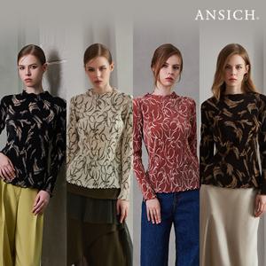 [안지크]25FW 어텀 아트웍 플리츠 티블라우스 4종