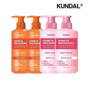 [쿤달]퓨어 바디워시 화이트머스크 500ml x2개+바디로션 화이트머스크 500ml x2개